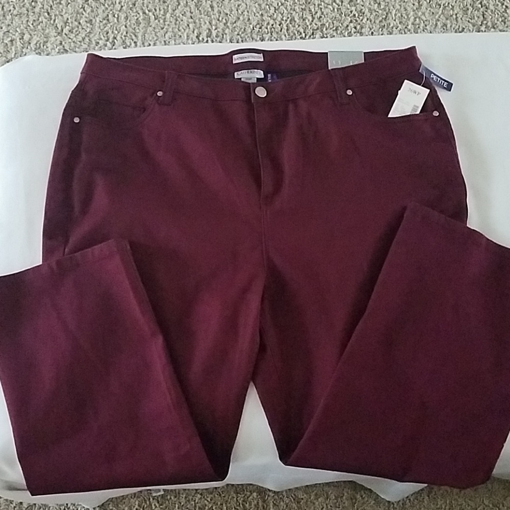 Petite 26WP Sateen Stretch maroon  pants